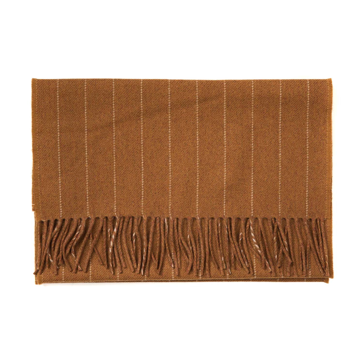 Vicuna-colored Scarf "Fox Pin-Stripe" made from Cashmere and Merino Wool